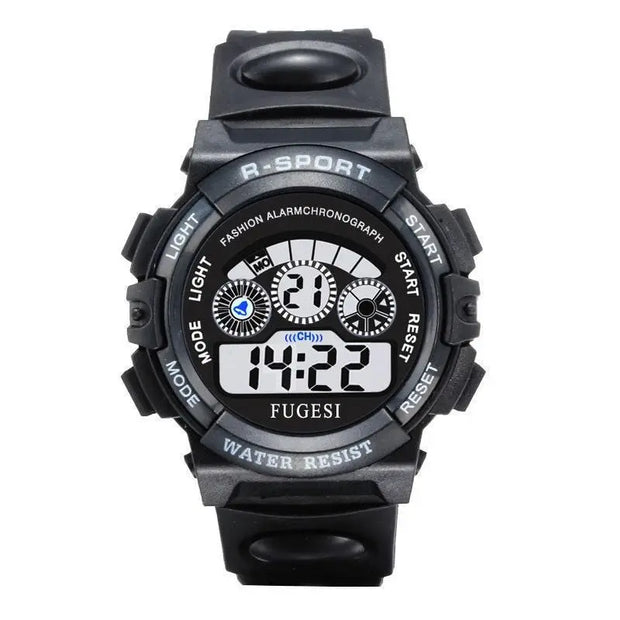 Kids Luminous Digital Watch - Waterproof LED Alarm, Date & Week Display