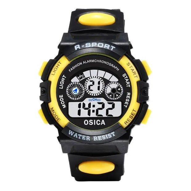 Kids Luminous Digital Watch - Waterproof LED Alarm, Date & Week Display