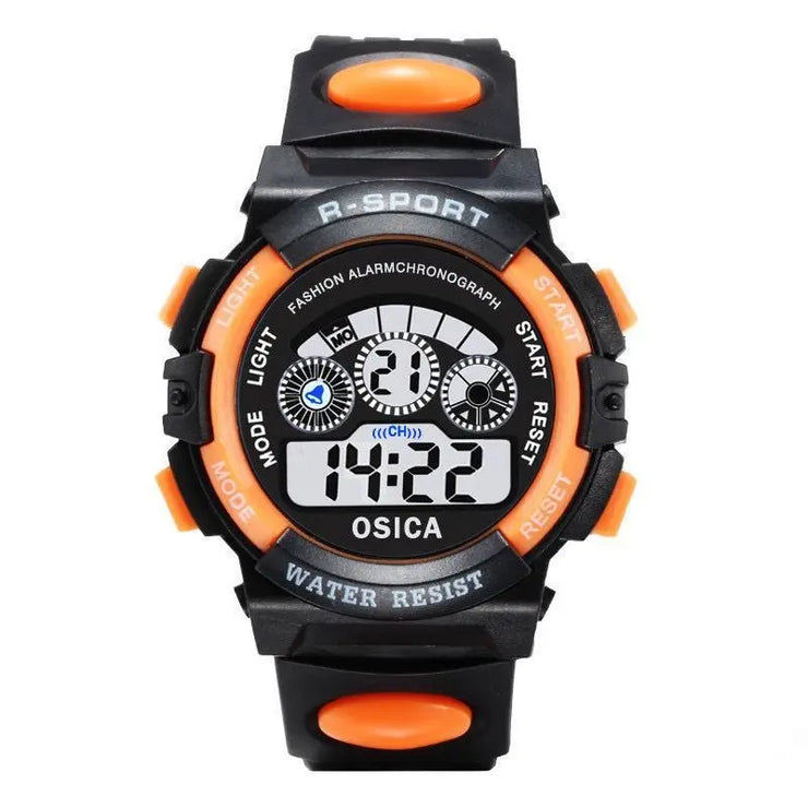 Kids Luminous Digital Watch - Waterproof LED Alarm, Date & Week Display