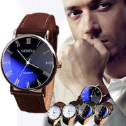 Men’s Business Quartz Watch - Stainless Steel Dial & Leather Strap