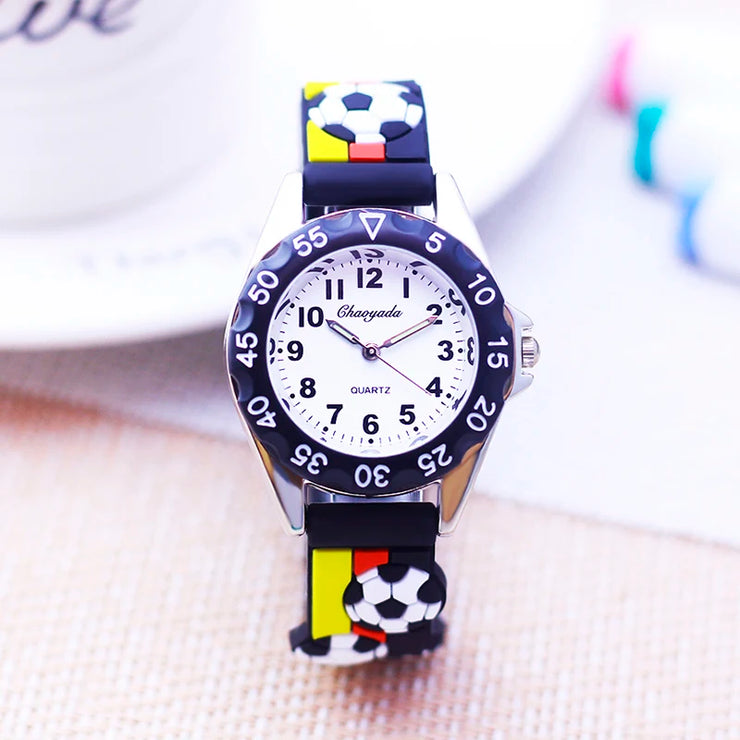 3D Football Silicone Strap Watch for Kids - Waterproof Sports Watch