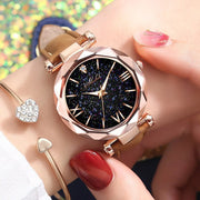 Women’s Luxury  Quartz Watch - Starry Sky Design with Leather Strap