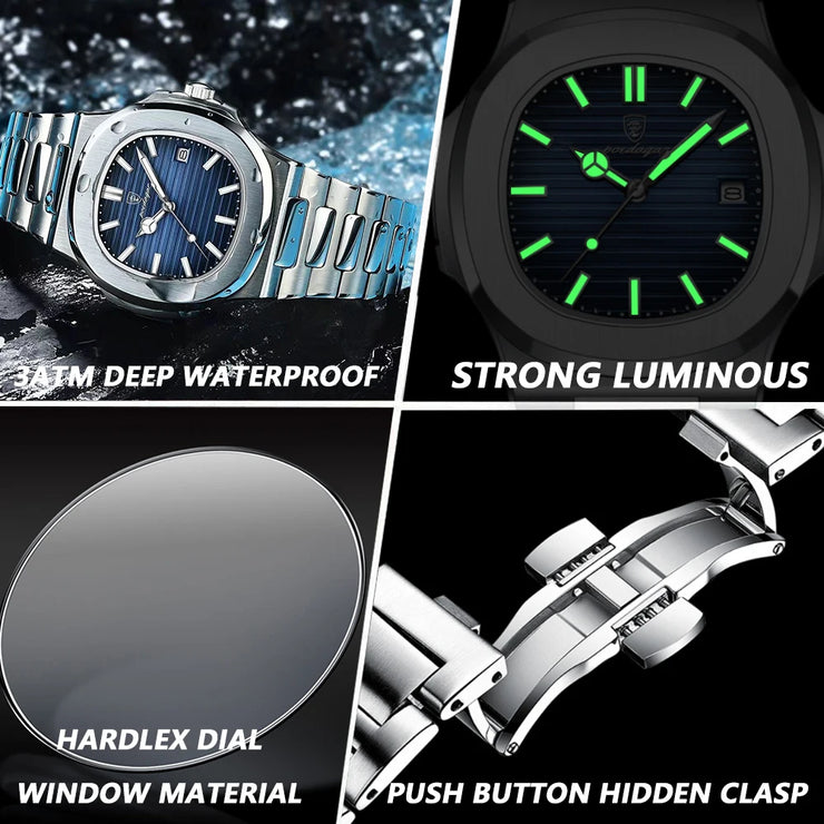 2025 POEDAGAR Luxury Men's Watch - Waterproof Stainless Steel Quartz