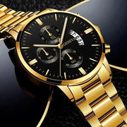 Luxury Men’s Stainless Steel Quartz Watch - Business Calendar Wristwatch