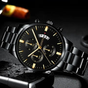 Luxury Men’s Stainless Steel Quartz Watch - Business Calendar Wristwatch