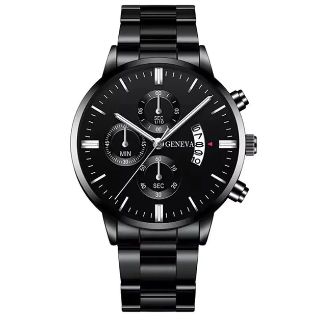 Luxury Men’s Stainless Steel Quartz Watch - Business Calendar Wristwatch