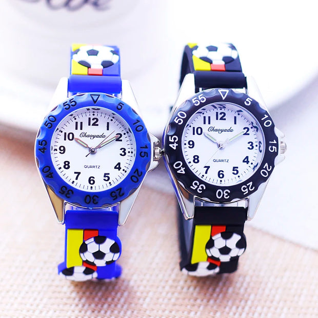 3D Football Silicone Strap Watch for Kids - Waterproof Sports Watch