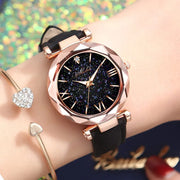 Women’s Luxury  Quartz Watch - Starry Sky Design with Leather Strap