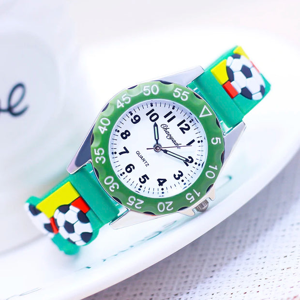 3D Football Silicone Strap Watch for Kids - Waterproof Sports Watch