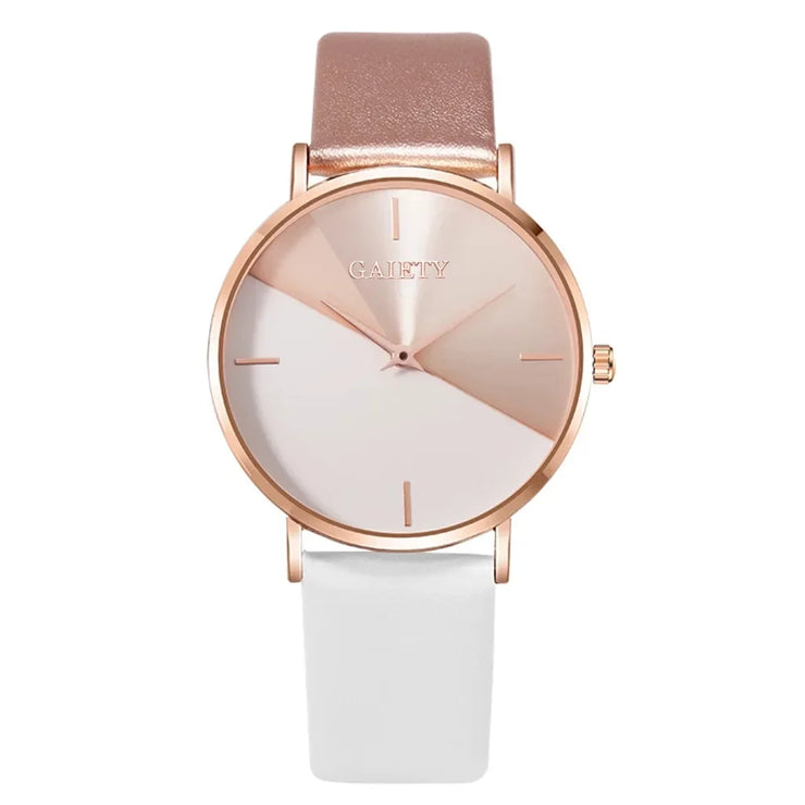 Women’s Luxury Rose Gold Watch - Elegant Leather Strap, Fashion Design