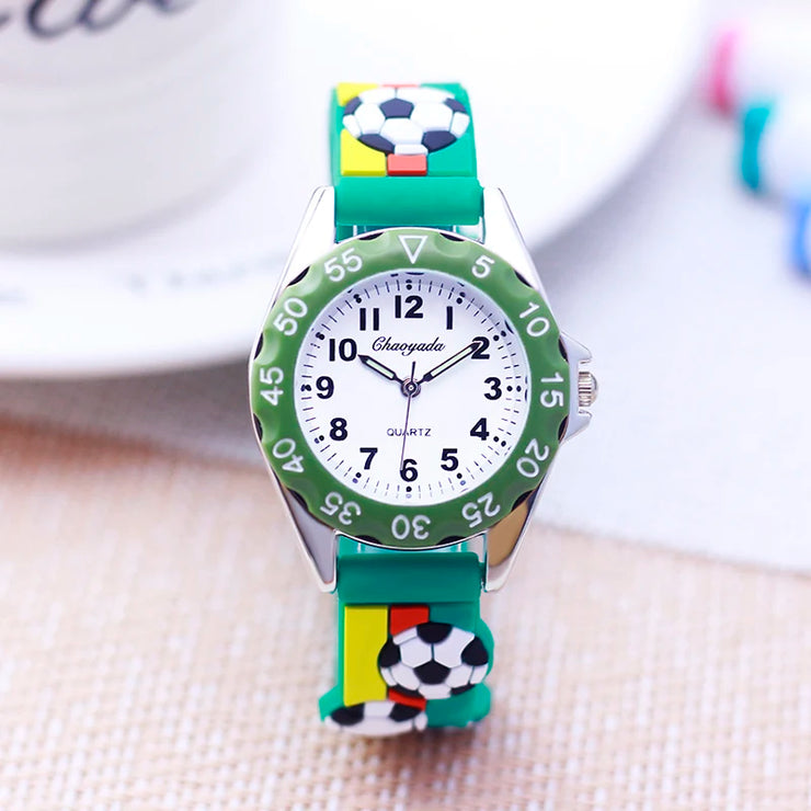 3D Football Silicone Strap Watch for Kids - Waterproof Sports Watch