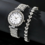 Women’s Luxury Watch Set - Silver Quartz Watches & Alloy Bracelets