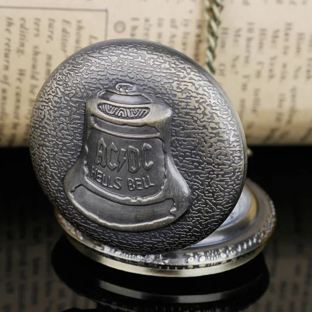 Modern pocket watch with a sleek, black design.