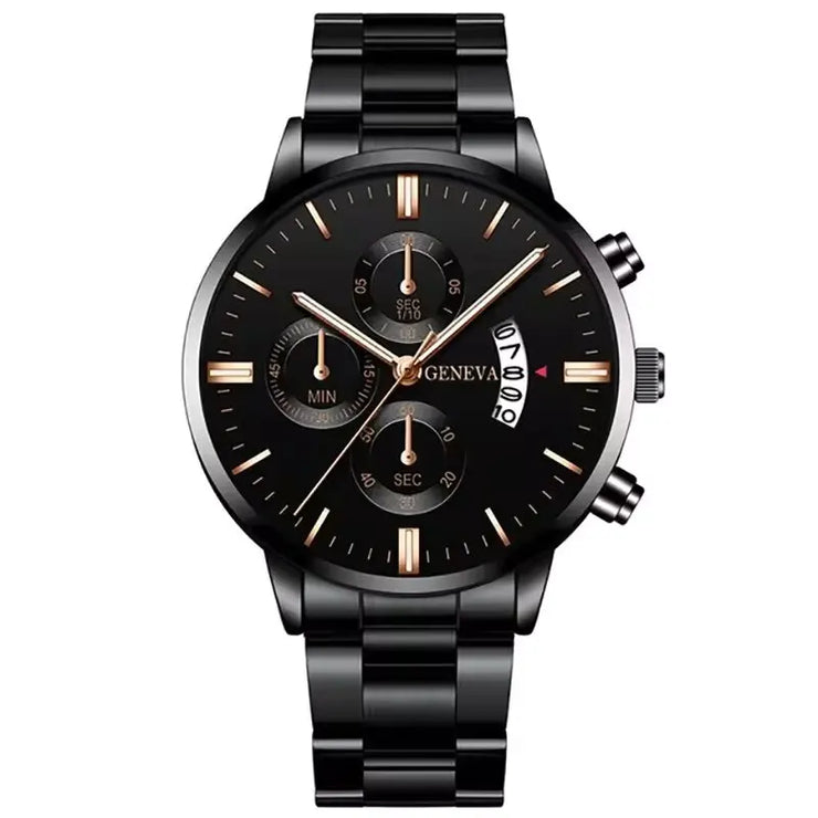 Luxury Men’s Stainless Steel Quartz Watch - Business Calendar Wristwatch