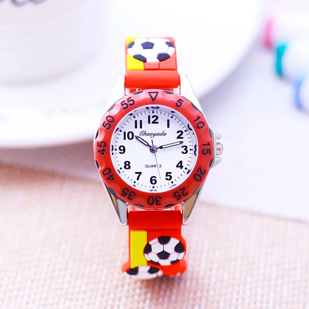 3D Football Silicone Strap Watch for Kids - Waterproof Sports Watch