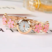 Flower Bracelet Watch for Women - Simple Quartz Round Dial