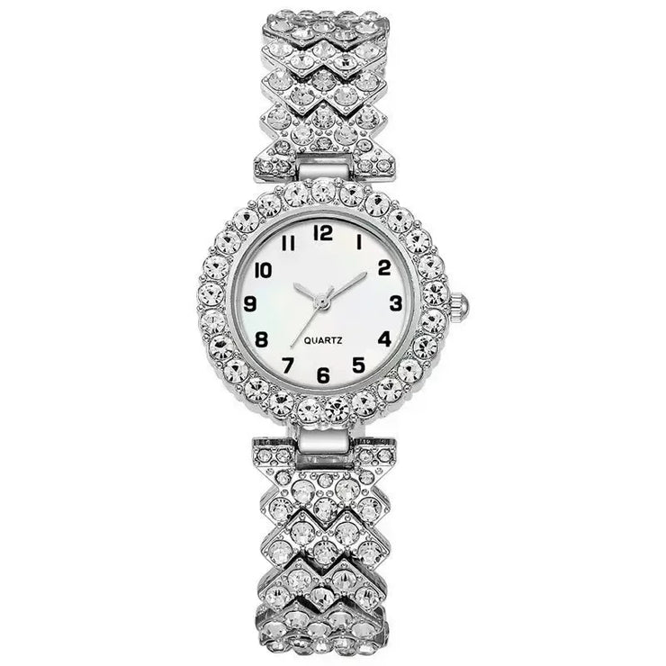 Women’s Luxury Watch Set - Silver Quartz Watches & Alloy Bracelets