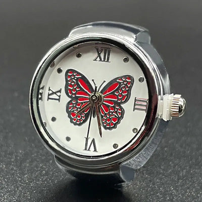 Women’s Quartz Ring Watch - Butterfly Design with Roman Numerals