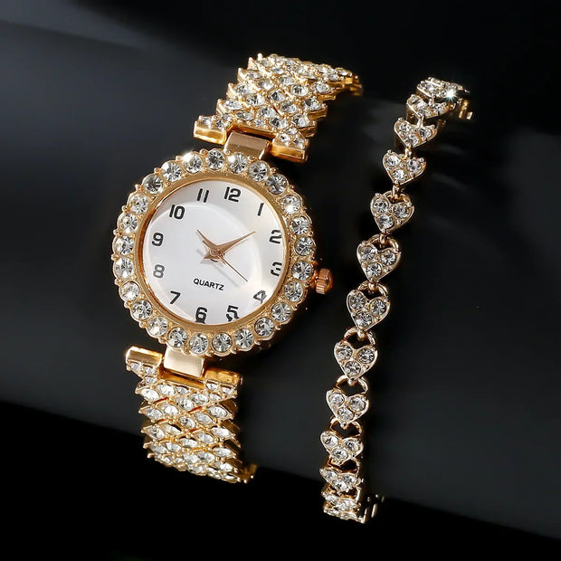 Women’s Luxury Watch Set - Silver Quartz Watches & Alloy Bracelets