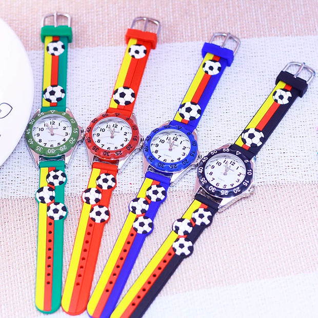 3D Football Silicone Strap Watch for Kids - Waterproof Sports Watch