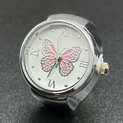 Women’s Quartz Ring Watch - Butterfly Design with Roman Numerals