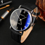 Men’s Business Quartz Watch - Stainless Steel Dial & Leather Strap