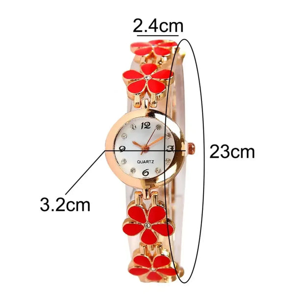 Flower Bracelet Watch for Women - Simple Quartz Round Dial