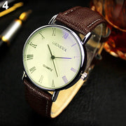 Men’s Business Quartz Watch - Stainless Steel Dial & Leather Strap