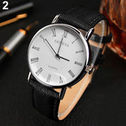 Men’s Business Quartz Watch - Stainless Steel Dial & Leather Strap